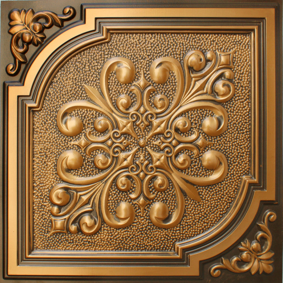 Antique Gold 3D Ceiling Panels, 2'x2', 4 Sq Ft