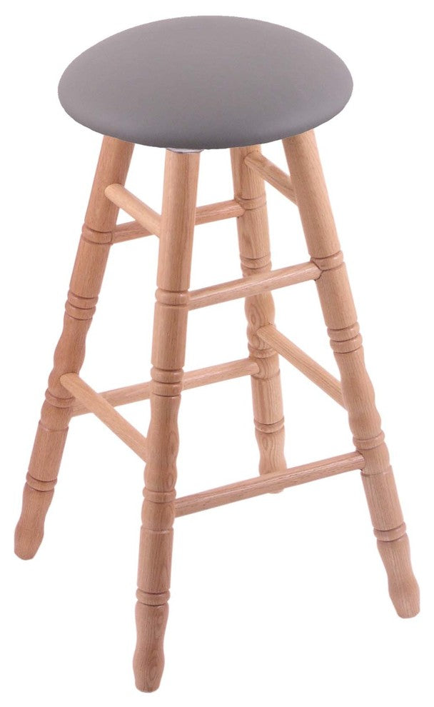 Holland Bar Stool, Oak Round Cushion Extra Tall Bar Stool, Turned Legs