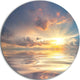 Sunset Over Sea With Reflection, Landscape Disc Metal Wall Art, 36"
