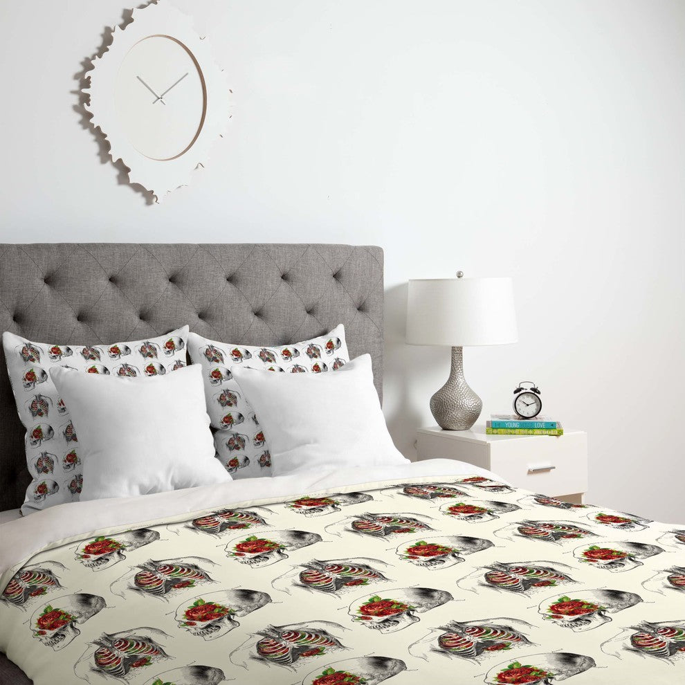 Deny Designs Iveta Abolina Skulls And Roses Duvet Cover - Lightweight