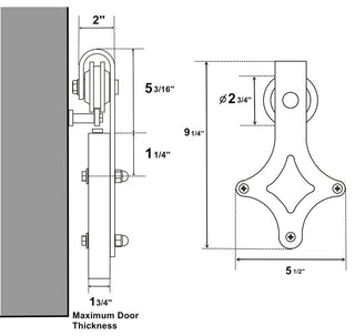 Vancleef Hardware Sliding Barn Door Hardware for Double Door, Diamond Design, 5'