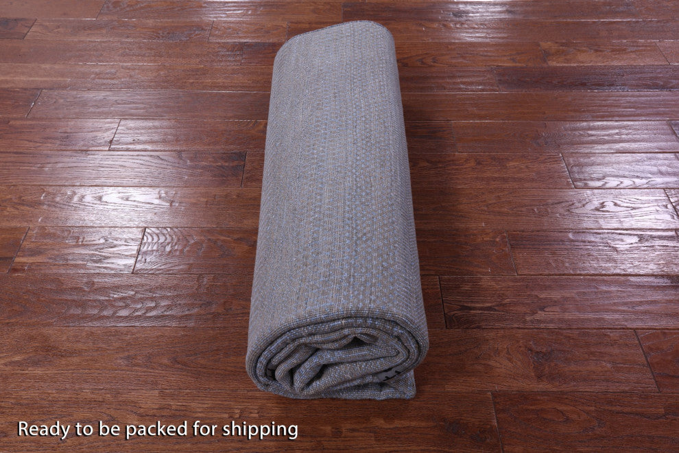 6' 1" X 9' 3" Savannah Grass Handmade Wool and Silk Rug Q11419