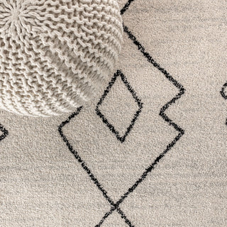Alia Moroccan Beni Souk Area Rug, Cream/Black, 4 X 6