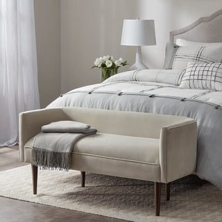 Madison Park Farrah Cream Velvet Low Back Accent Bench