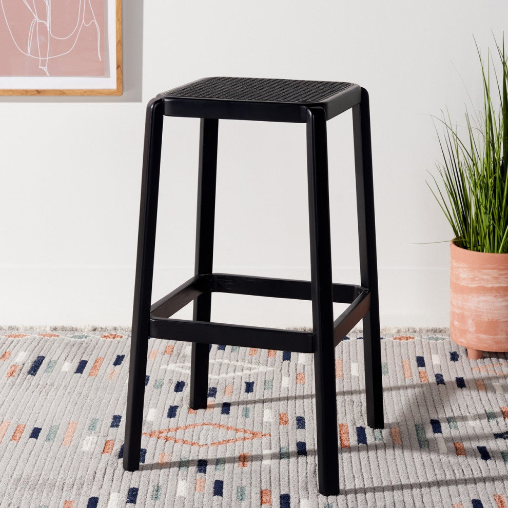 Safavieh Silus Backless Cane Bar Stool, Black