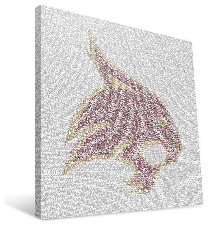 SWT Bobcats Typo Canvas Print, 16"x16"