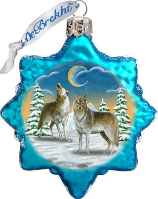 Keepsake Wolves In The Winter Moon Scenic Glass Ornament