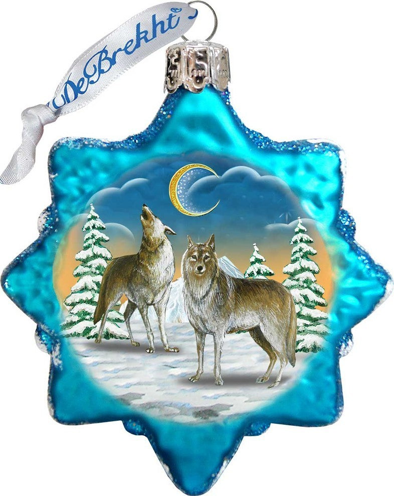 Keepsake Wolves In The Winter Moon Scenic Glass Ornament