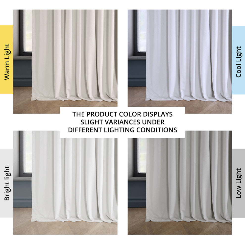 Heritage Plush Velvet Extrawide Curtain Single Panel, Pillow White, 100"w X 108"l