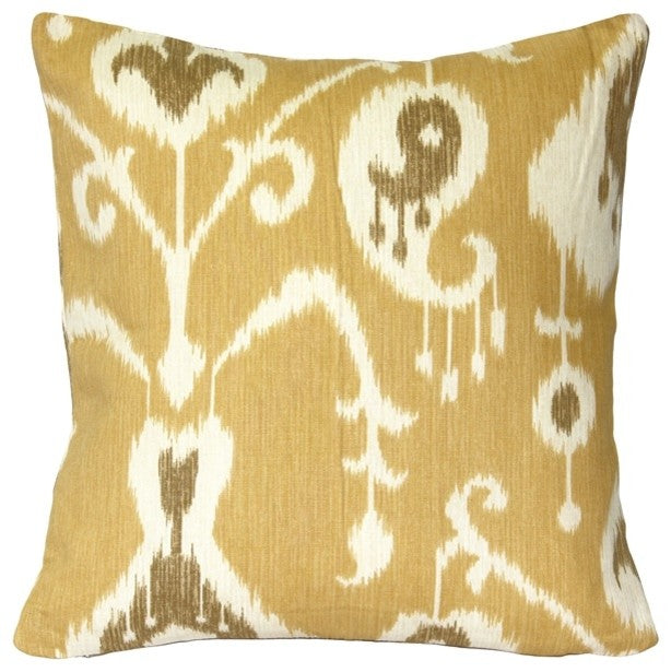 Taman Ikat Yellow Throw Pillow, 16x16
