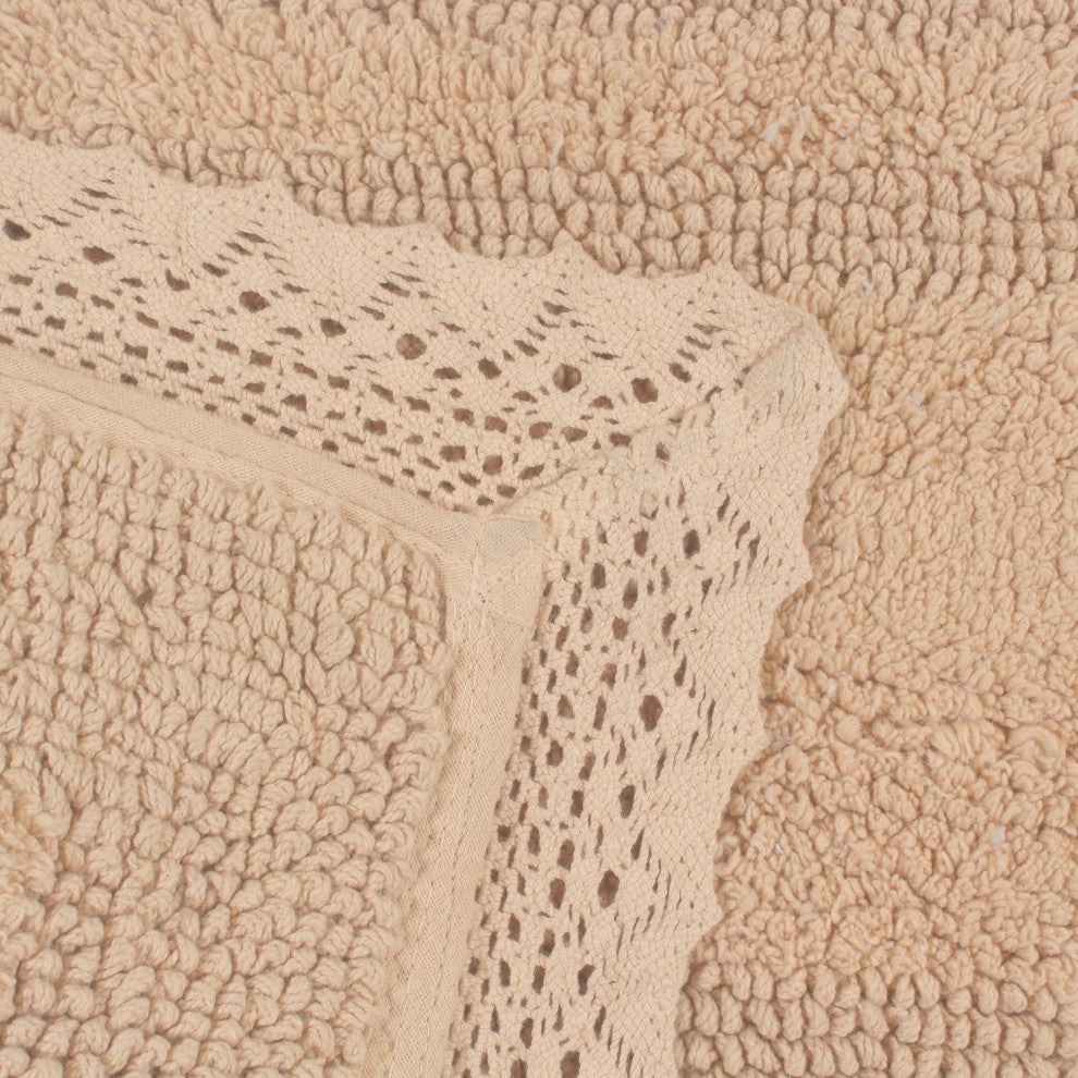 Opulent Reversible 100% Cotton Bath Rug Set, 21x34 Rectangle, Linen