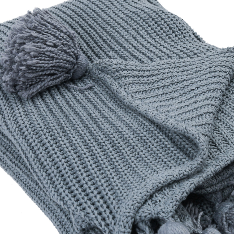 Kerith 100% Cotton 50"x 70" Throw Blanket in Blue by Kosas Home