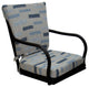 Outdoor Patio Swivel Bar Stool Ofir with Arms, B-W Blue Beige - Black, 26"