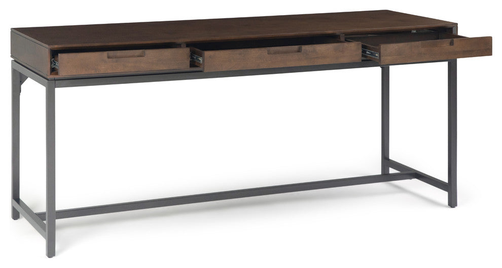 Banting Solid Hardwood Industrial 72 Inch Wide Wide Desk In Walnut Brown