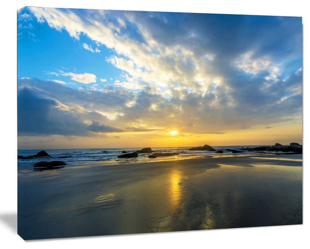 Beautiful Sunrise and Seashore, Large Seashore Canvas Wall Art, 40"x30"