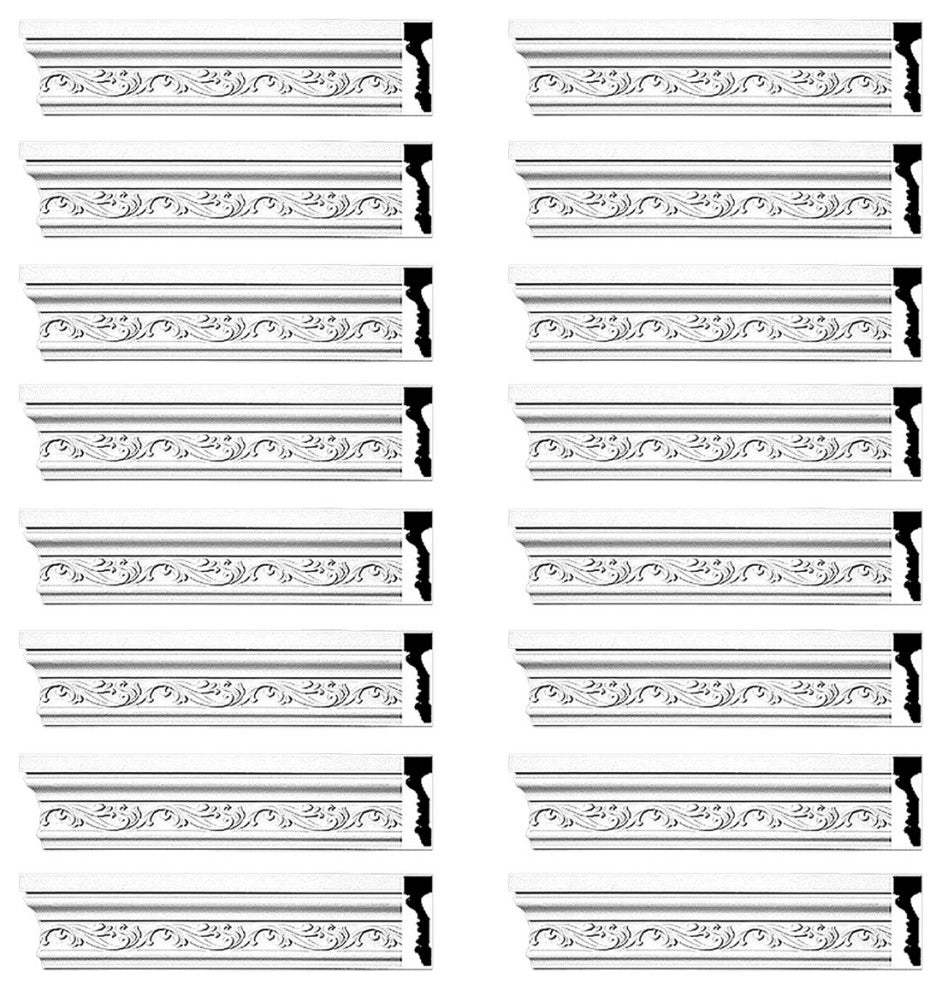 Crown Molding White Urethane Savanah Design 16 Pieces Totaling 1504" Length