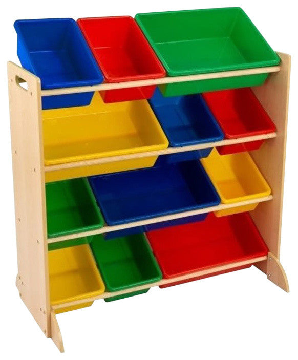 KidKraft Sort It and Store It Bin Unit, Primary and Natural