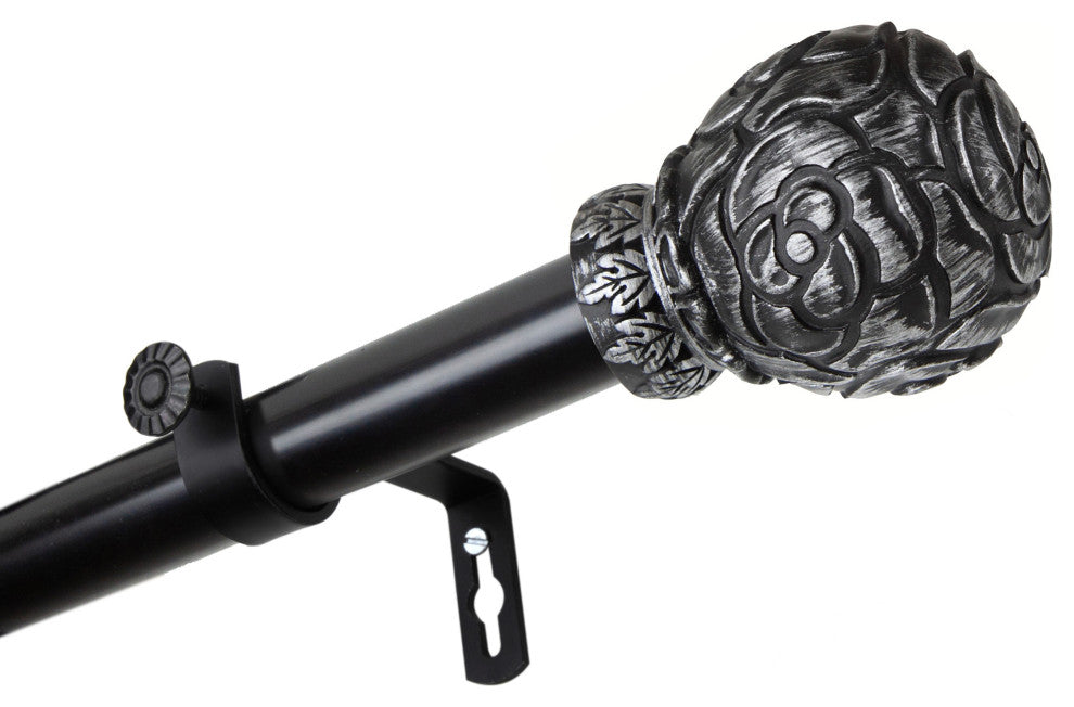 Davor 1" Curtain Rod, Black, 28-48"