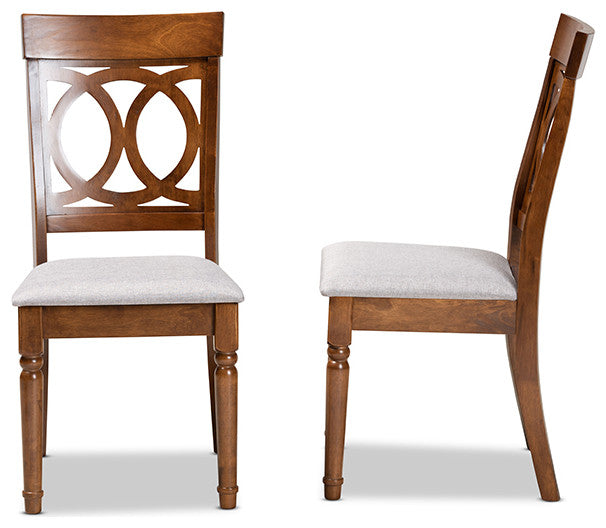 Annyse Modern Contemporary Upholstered Dining Chair, Set of 2, Gray/Walnut Brown