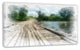 Bridge over Waterfall in Forest, Large Landscape Canvas Art, 32"x16"