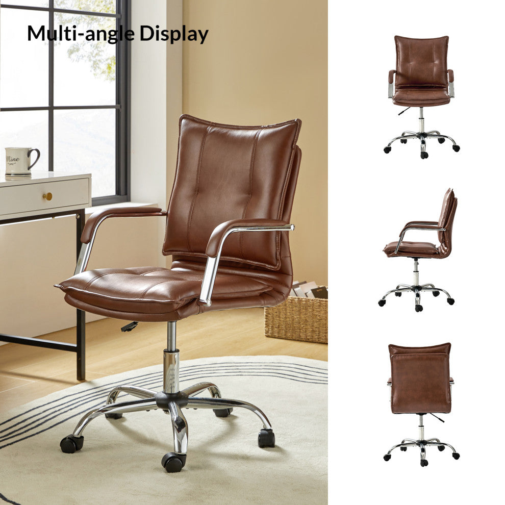 Task Chair With Padded Arms, Brown
