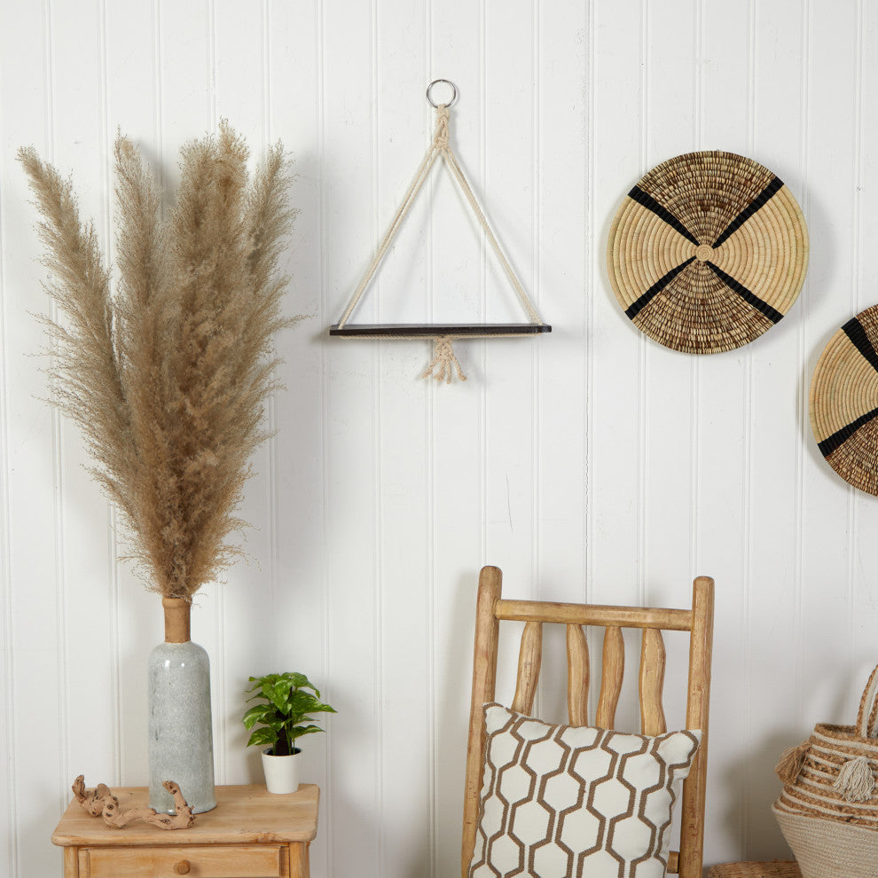 Nearly Natural 7119 18x16 Hand Crafted Macrame Wall Hanging With Wooden Shelf