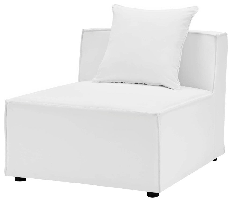 Lounge Sectional Sofa Set, Fabric, White, Modern, Outdoor Patio Balcony Garden