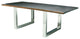 Lyon Dining Table With Polished Stainless Base, Seared Oak, 96"