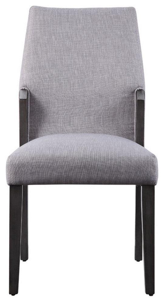 Set of 2 Upholstered Side Chair, Gray/Gray Oak Finish