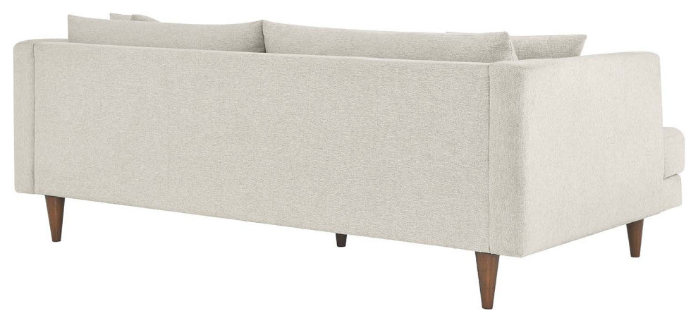 Zoya Down Filled Overstuffed Sofa, Ivory Fabric
