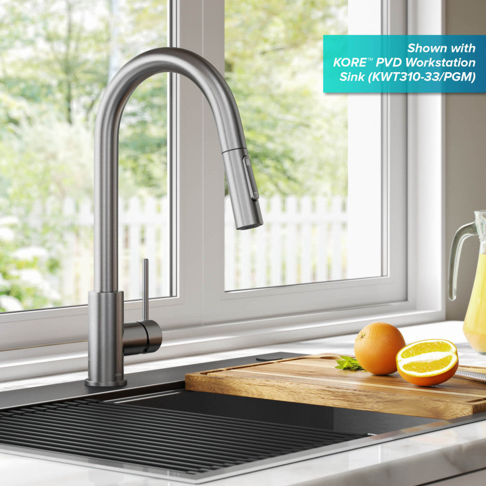 Oletto Pull-Down 1-Hole Kitchen Faucet, Spot Free Stainless Steel