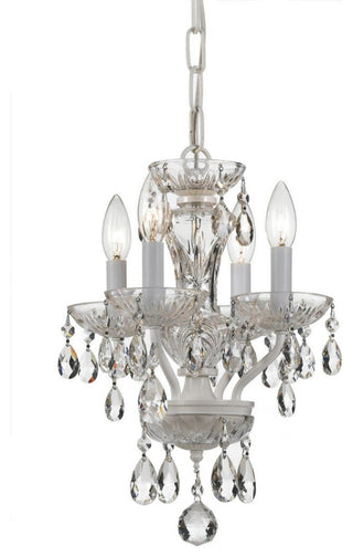 Traditional Crystal 4-Light 15" Mini Chandelier in Wet White with Clear Hand C