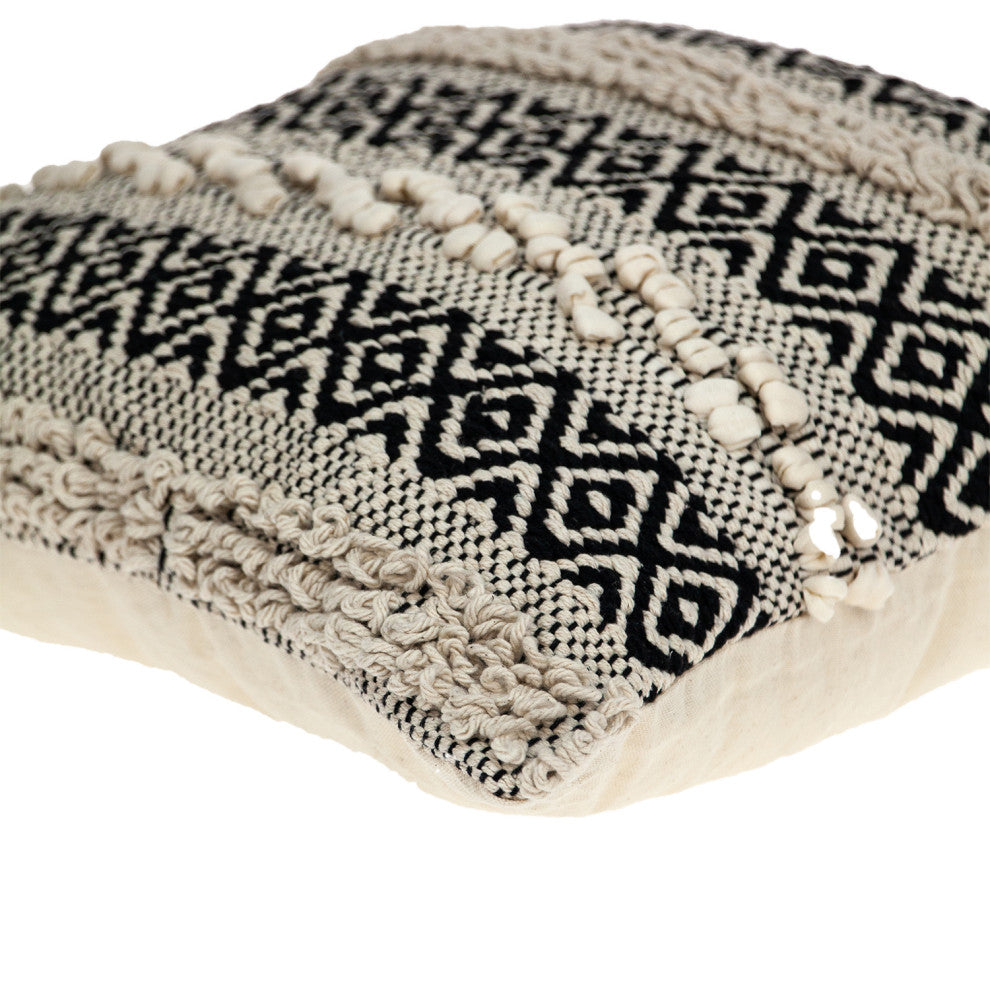 Parkland Collection Celice Bohemian Beige Pillow Cover With Poly Insert, 18"