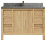 Elizabeth 48 Single Sink Bath Vanity in Light Natural Teak 2" Piatra Gray