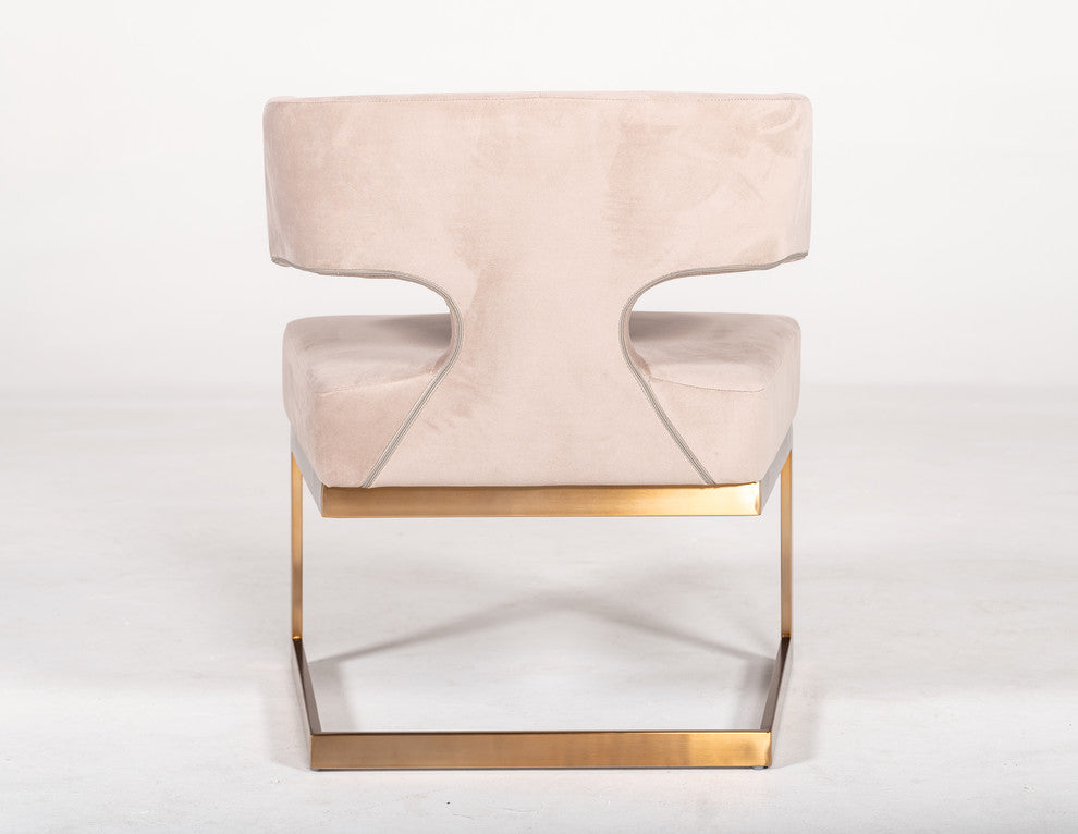 Modrest Calvo Modern Off-White Velvet and Brass Dining Chair