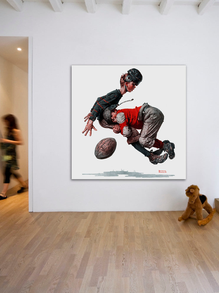 "Fumble" Painting Print on Canvas by Norman Rockwell