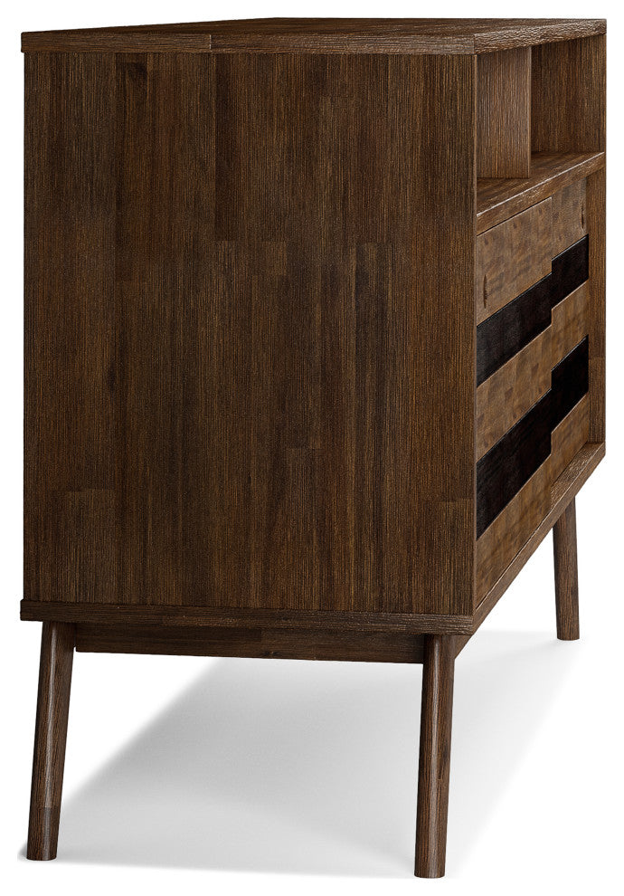 Clarkson Solid Acacia Wood TV Stand, Rustic Natural Aged Brown