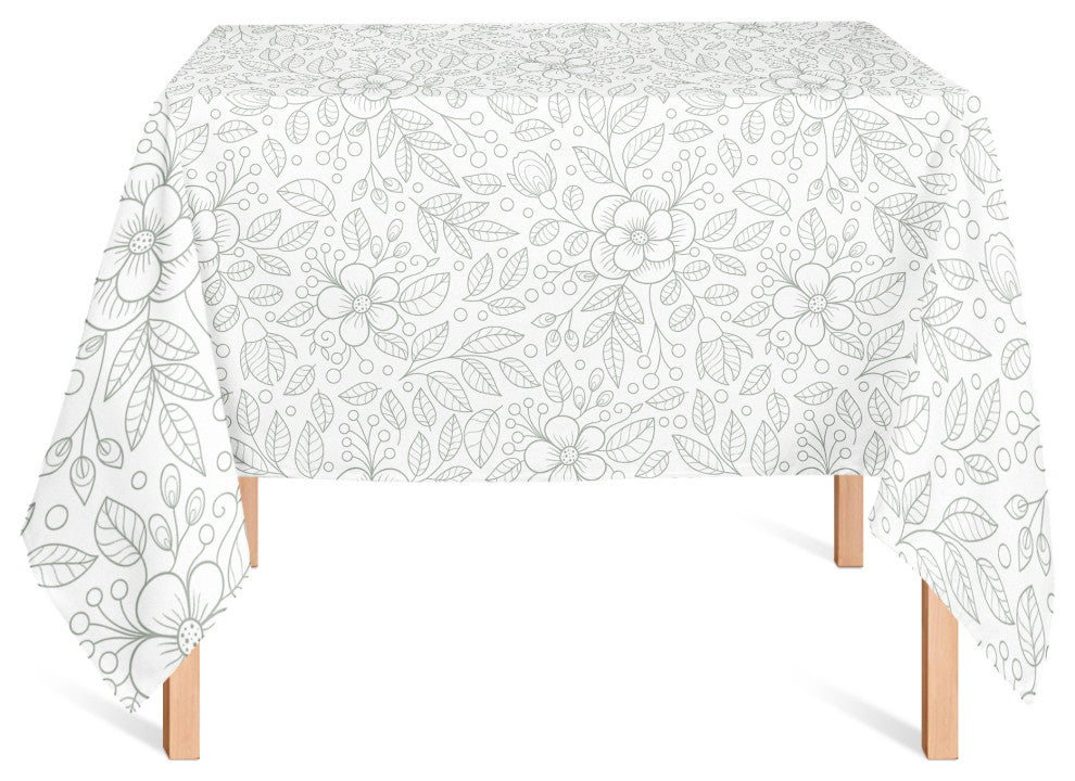 Doodle Flower Pattern Green 58x58 Tablecloth