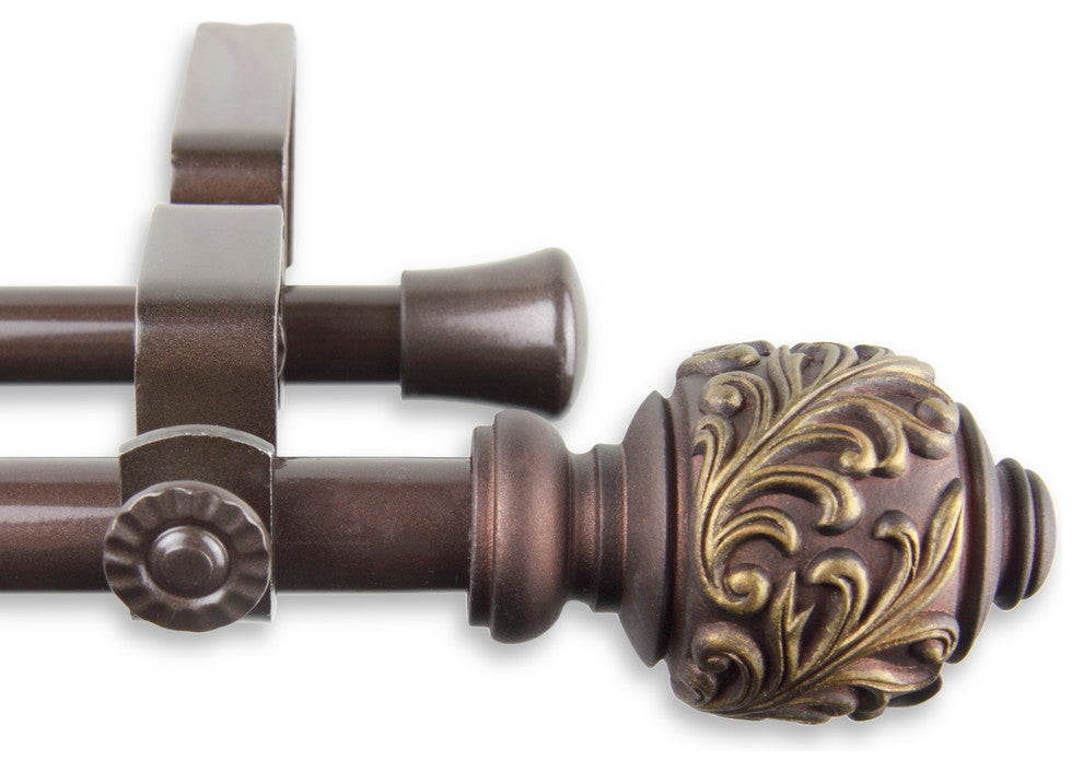 Tilly Double Curtain Rod, Cocoa, 84"-120"