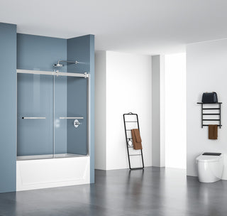 Home Living 60X60 Frameless Double Sliding Tub Door, Polished Chrome