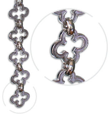 Chain #36, Motif Design, Un-Welded Links Solid Brass Chain, Polished Nickel
