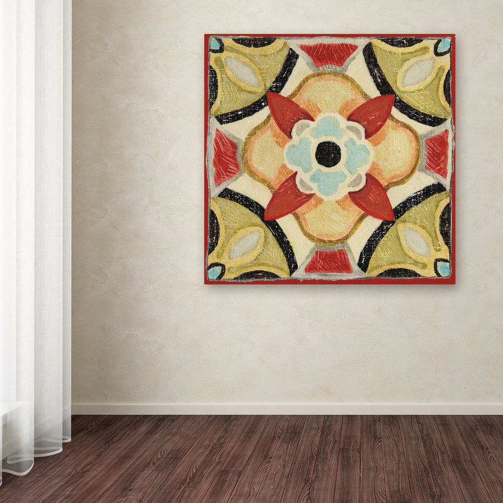 ''Bohemian Rooster Tile Square IV'' Canvas Art by Daphne Brissonnet