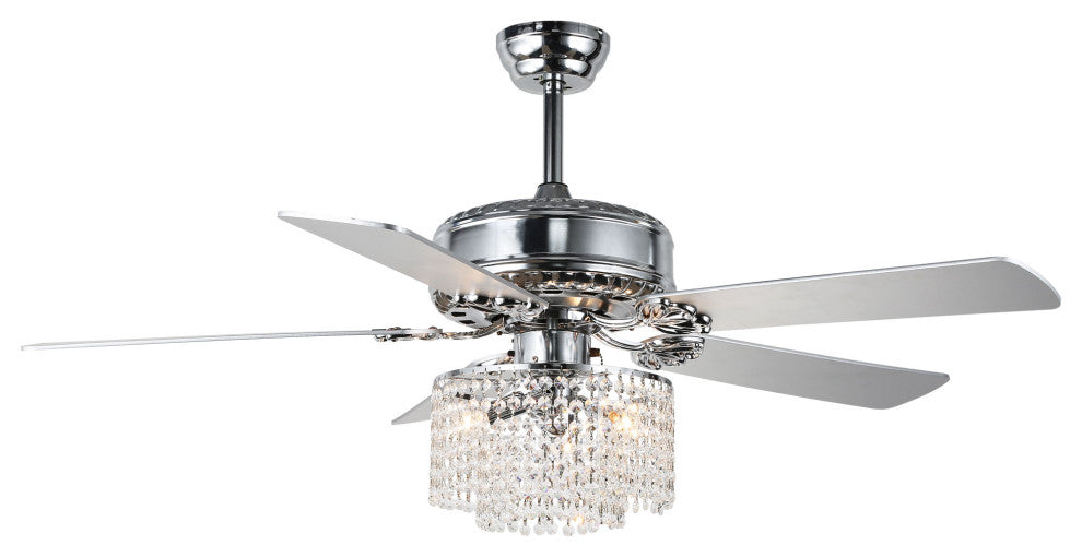 52" 5-Blade Crystal Ceiling Fan With Remote Control and Light Kit Included