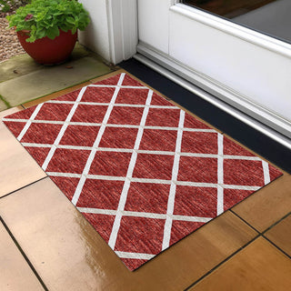 Indoor/Outdoor York YO1 Red Machine Washable 1'8" x 2'6" Rug