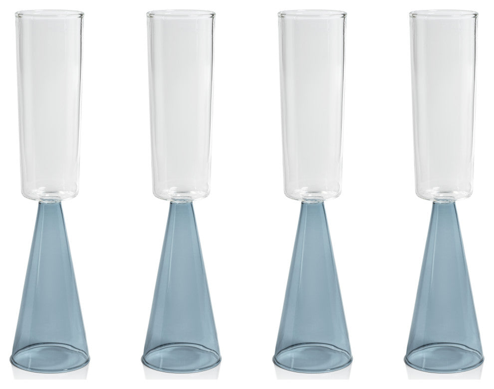 Viterbo Champagne Flutes, Set of 4, Blue