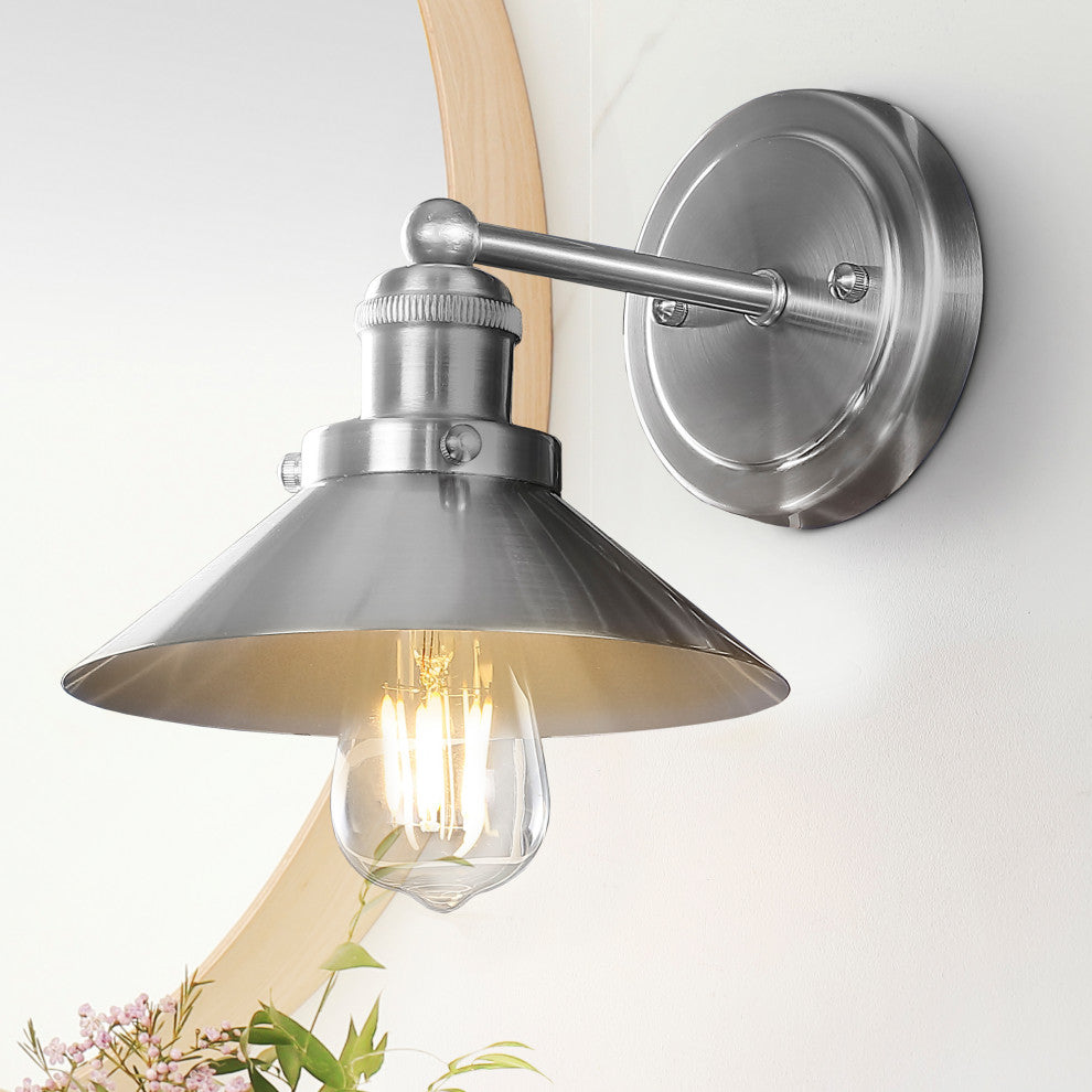 June Metal Shade Sconce, Nickel, 1-Light