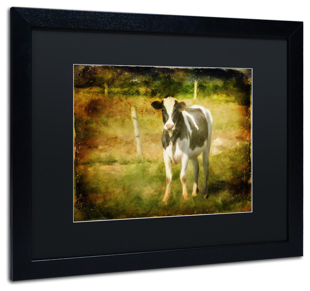 Lois Bryan ''Handsome Holstein'' Art, Black Frame, Black Matte, 20"x16"