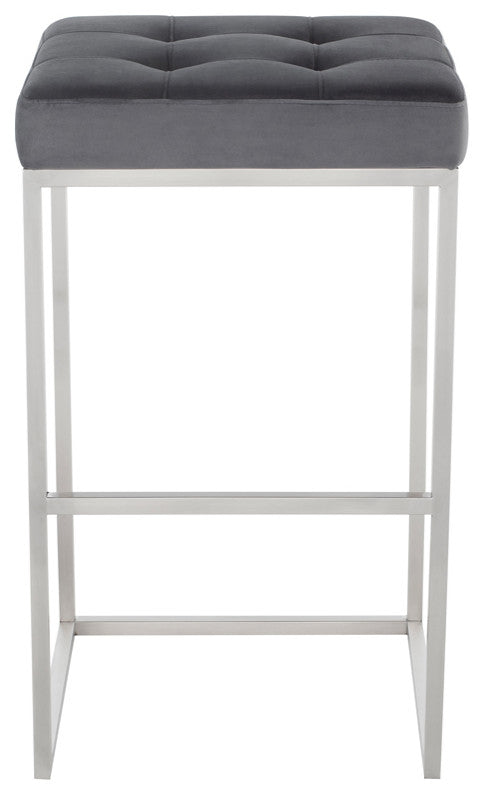 Chi Tarnished Silver Fabric Bar Stool