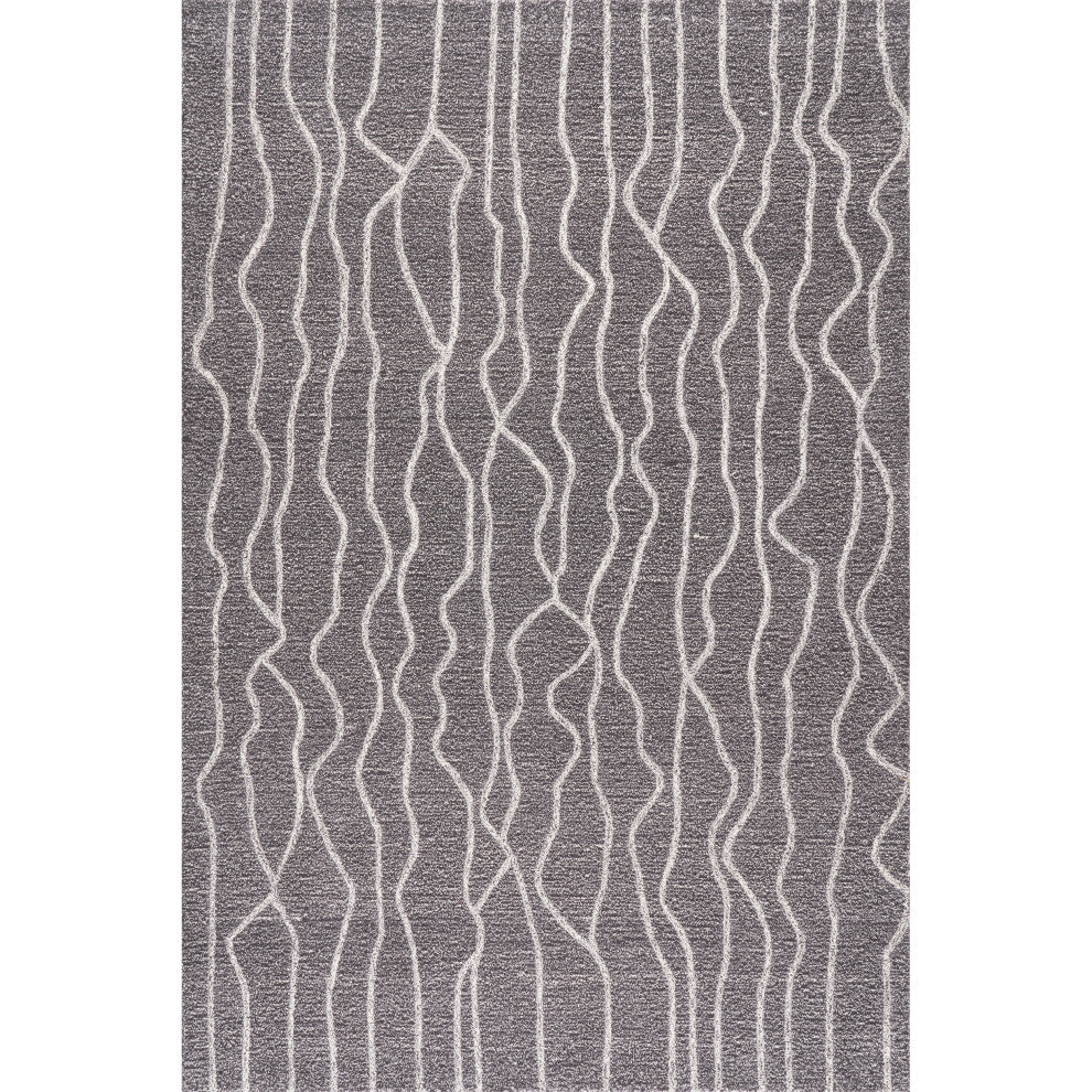 Arvin Olano x RugsUSA Mana Abstract Wool Rug, Grey 2' 6" x 8'