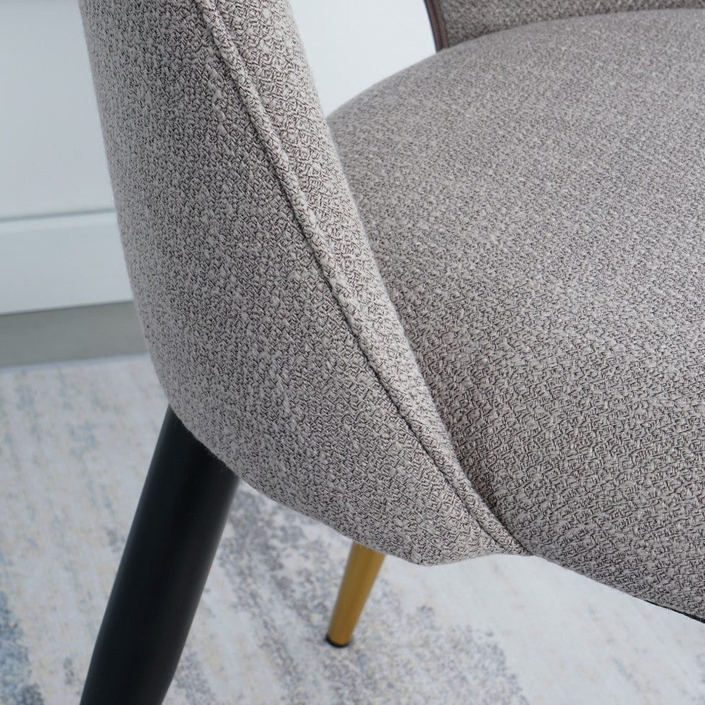 2-set Nordic Style Meta Dining Chairs, Metal Legs, Beige